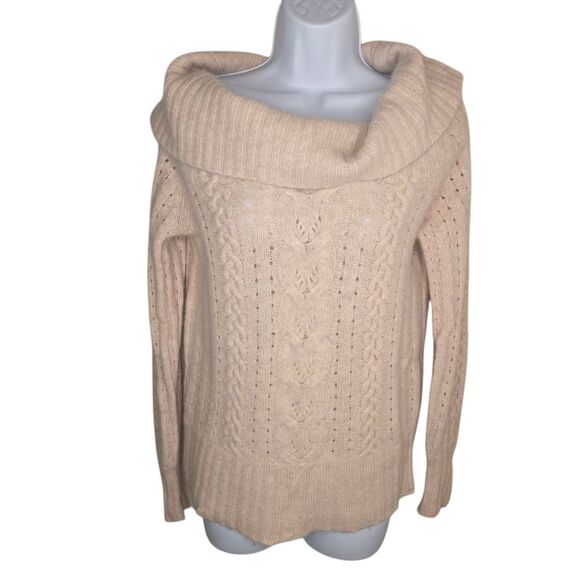 Banana Republic Angora & Lambs Wool  Cable Knit Cowl Neck Sweater Small - Picture 1 of 6